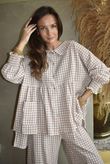 Annie Gingham Peter Pan Smock Blouse Antique Rose